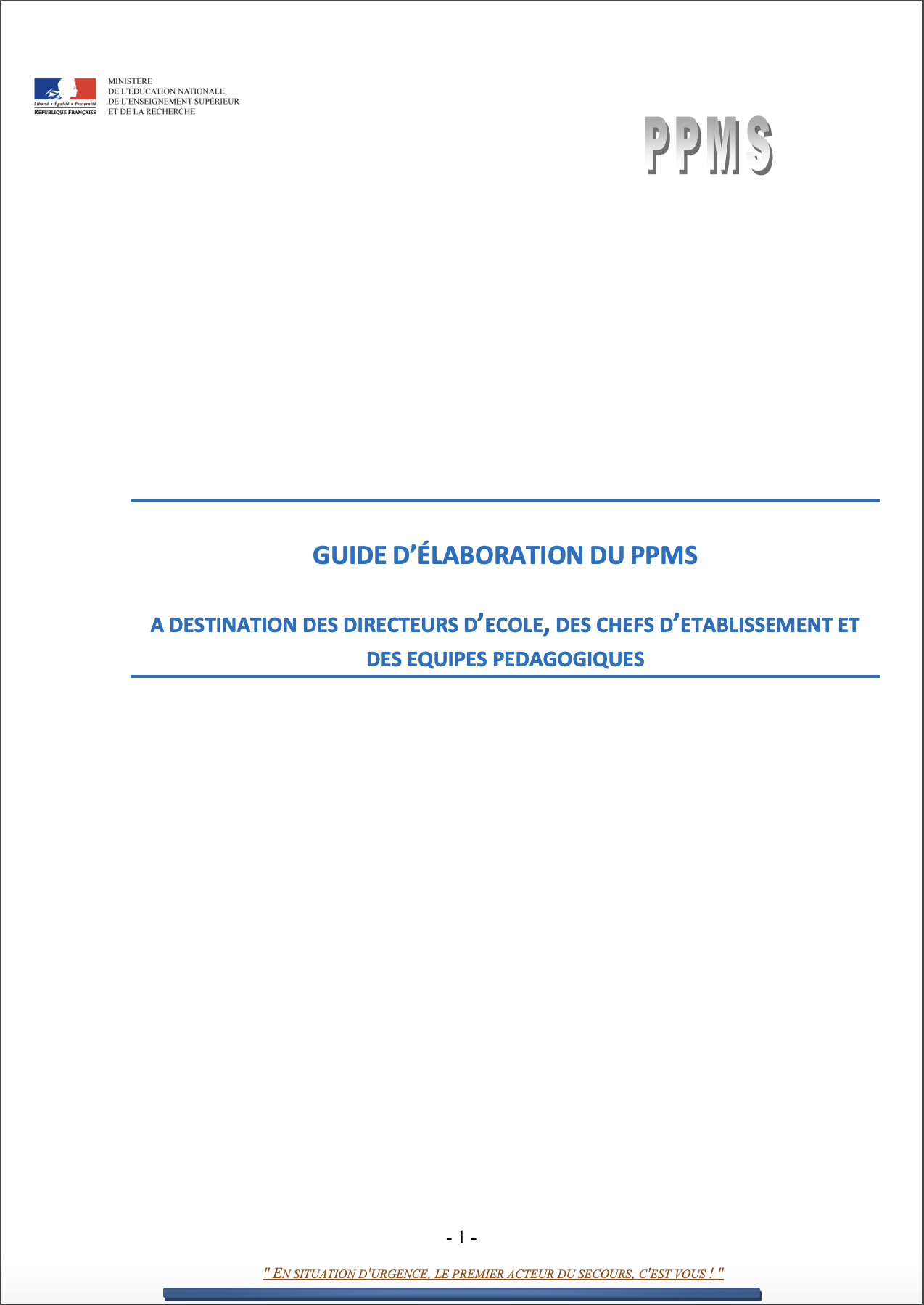 Guide d’élaboration du PPMS